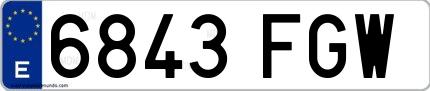 Ejemplo de matrícula española 6843 FGW