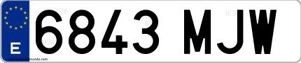 Ejemplo de matrícula española 6843 MJW