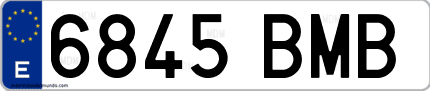 Ejemplo de matrícula de coche ordinaria 6845 BMB