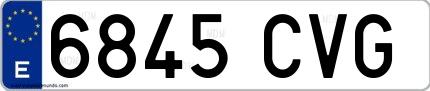 Ejemplo de matrícula española 6845 CVG