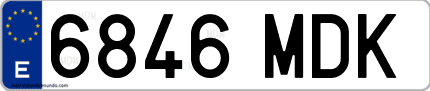 Ejemplo de matrícula de coche ordinaria 6846 MDK
