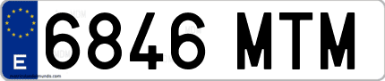 Ejemplo de matrícula de coche ordinaria 6846 MTM