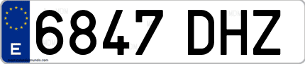 Ejemplo de matrícula de coche ordinaria 6847 DHZ