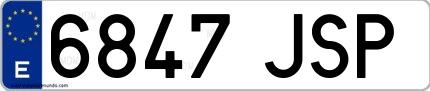 Ejemplo de matrícula española 6847 JSP