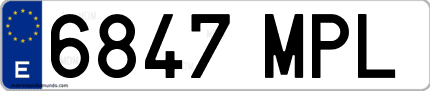 Ejemplo de matrícula de coche ordinaria 6847 MPL