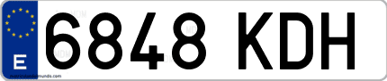 Ejemplo de matrícula de coche ordinaria 6848 KDH