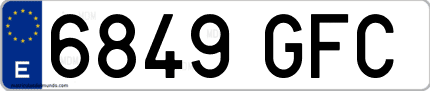 Ejemplo de matrícula de coche ordinaria 6849 GFC
