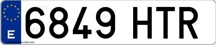 Ejemplo de matrícula española 6849 HTR