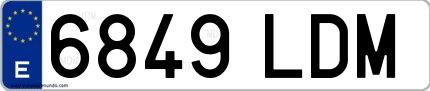 Ejemplo de matrícula española 6849 LDM