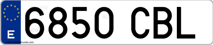 Ejemplo de matrícula de coche ordinaria 6850 CBL