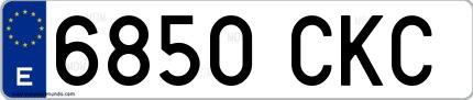 Ejemplo de matrícula española 6850 CKC