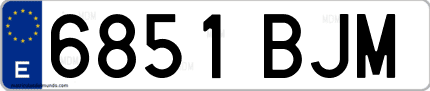 Ejemplo de matrícula de coche ordinaria 6851 BJM