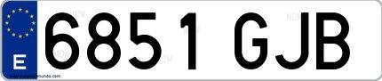 Ejemplo de matrícula española 6851 GJB