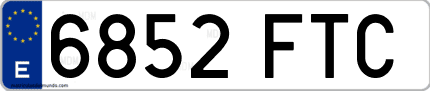 Ejemplo de matrícula de coche ordinaria 6852 FTC