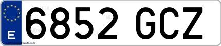 Ejemplo de matrícula española 6852 GCZ