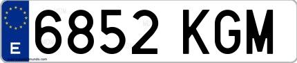 Ejemplo de matrícula española 6852 KGM