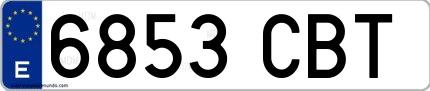 Ejemplo de matrícula española 6853 CBT