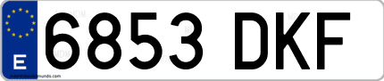 Ejemplo de matrícula de coche ordinaria 6853 DKF