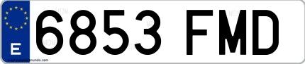 Ejemplo de matrícula española 6853 FMD