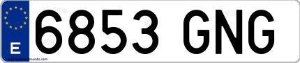 Ejemplo de matrícula española 6853 GNG
