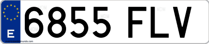 Ejemplo de matrícula de coche ordinaria 6855 FLV