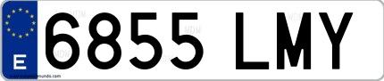 Ejemplo de matrícula española 6855 LMY