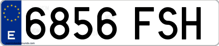 Ejemplo de matrícula de coche ordinaria 6856 FSH