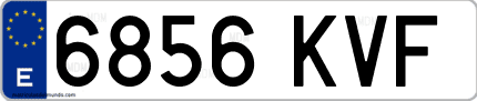 Ejemplo de matrícula de coche ordinaria 6856 KVF