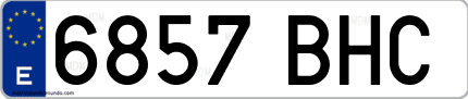 Ejemplo de matrícula de coche ordinaria 6857 BHC