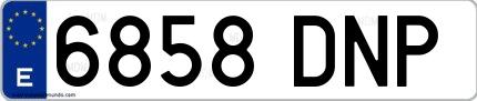 Ejemplo de matrícula española 6858 DNP