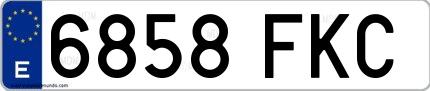 Ejemplo de matrícula española 6858 FKC