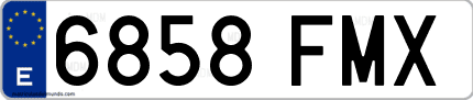 Ejemplo de matrícula de coche ordinaria 6858 FMX