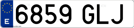 Ejemplo de matrícula de coche ordinaria 6859 GLJ