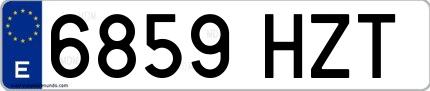 Ejemplo de matrícula española 6859 HZT
