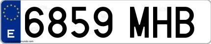 Ejemplo de matrícula española 6859 MHB