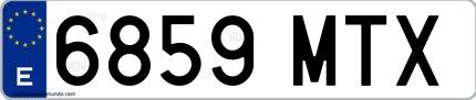 Ejemplo de matrícula española 6859 MTX