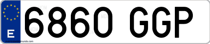 Ejemplo de matrícula de coche ordinaria 6860 GGP