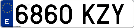 Ejemplo de matrícula de coche ordinaria 6860 KZY