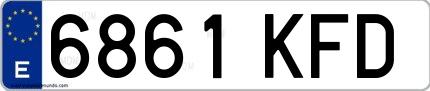 Ejemplo de matrícula española 6861 KFD