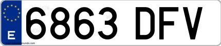 Ejemplo de matrícula española 6863 DFV
