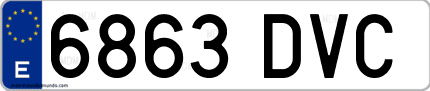 Ejemplo de matrícula de coche ordinaria 6863 DVC