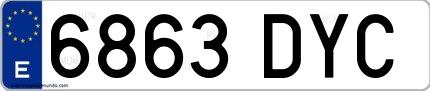 Ejemplo de matrícula española 6863 DYC