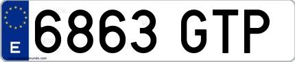 Ejemplo de matrícula española 6863 GTP