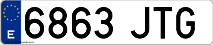 Ejemplo de matrícula de coche ordinaria 6863 JTG