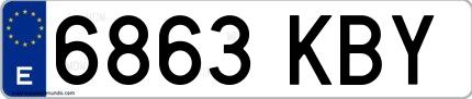 Ejemplo de matrícula española 6863 KBY