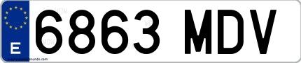 Ejemplo de matrícula española 6863 MDV