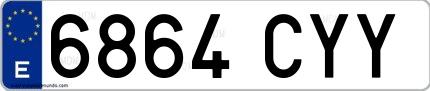 Ejemplo de matrícula española 6864 CYY