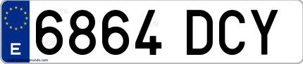 Ejemplo de matrícula española 6864 DCY