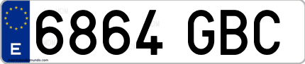 Ejemplo de matrícula de coche ordinaria 6864 GBC