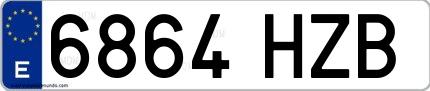 Ejemplo de matrícula española 6864 HZB